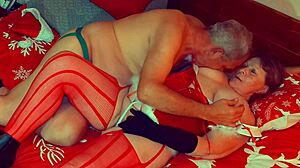 Granny Carmen’s Christmas in July dildo play ends with, uh, I needa fuck now!