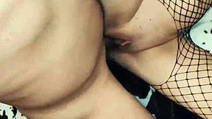 Beautiful milf wife put on stockings and seduced her husband for anal