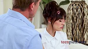 Step Daughter Fucks Landlord for Cash or Creampie