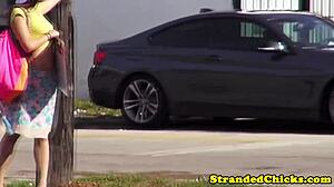 amateur teen 18+ hitchhiker fucked in car during public ride