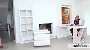 Natural beauty seduced and drilled by older lecturer