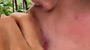 Latina masturbates in forest to lift curse