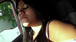 Latina teen picked up by old stranger for NO CONDOM FUCK in car, ending with MASSIVE FACIAL CUMSHOT