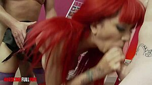 Intriguing contrast in group threesome with brunette