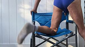 Deep Pelvic Stretching in Blue Briefs