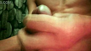 Hot guy strokes big hairy cock in bathroom session