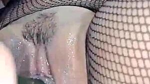 Latina milf shoves cucumber deep for wild squirting pleasure.