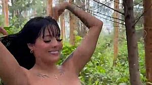 Latina masturbates in forest to lift curse