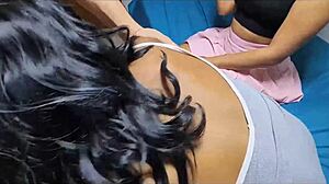 Latina teen babysitter with tight butt gets anal creampie at home. So hot!