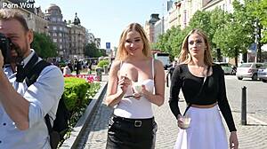 Ria Sunn and Venera Maxima dive into wild lesbian sex in public!