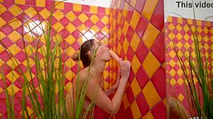 solo anal dildo fun in the bathroom