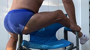 Deep Pelvic Stretching in Blue Briefs