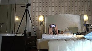 Hot Brunette Babe Teases with Big Tits in See-Through Dress!