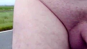 chubby guy flashes small cock outdoors in public solo