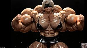2b transforms into muscular giantess in ai fmg animation