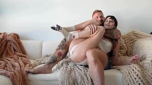 Lana prefers deepthroating roommate's cock over watching tv