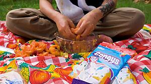 Lara's Outdoor Picnic Turns Into A Full Vomit Fetish Scene