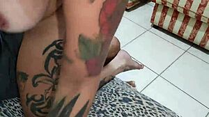 Tattooed german girl adores her ass being spread