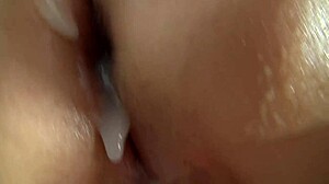 Hardcore rough 3-hole fuck with stepbrother after jerk-off party, featuring licking, creampie, cumshot on monster cock in close-up