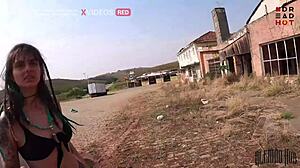 blonde brazilian with dreadlocks gets fucked in abandoned forest construction