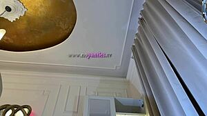 A hot skinny girl meets her friend for fake casting in changing room