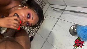 Sharing Shower With Thick Chocolate Step Sister For Monster Cock Fucking