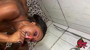 Sharing Shower With Thick Chocolate Step Sister For Monster Cock Fucking