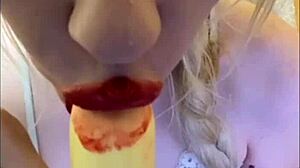 Sexy Elza Kom Dances Sweetly in Lingerie Before Sucking Cock.