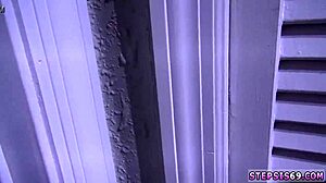 blonde with big blue eyes experiences first time with suspended step sis