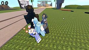 In Whoreblox game, I had a gangbang moment eleven with lots of cumshots