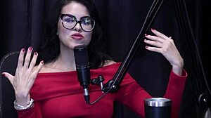 Steamy Latina Teen Annie Clementine Dominates Public Handjob in BDSM Orgasm Clip on Sheer Red.