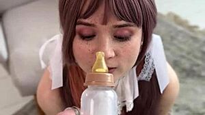 Delicious Reward for Submissive Nerd in Diaper Cosplay