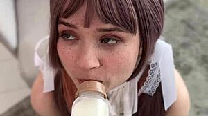 Delicious Reward for Submissive Nerd in Diaper Cosplay