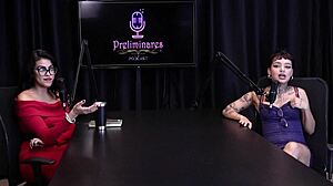 Steamy Latina Teen Annie Clementine Dominates Public Handjob in BDSM Orgasm Clip on Sheer Red.