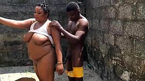 Dirty Bitch Got Fucked While Doing Laundry Outside The Compound