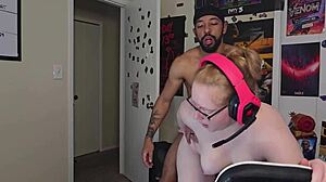 Redhead Gamer Girl Takes BBC Between Gaming Rounds