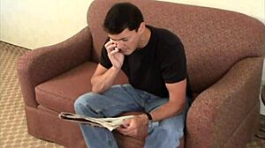 Tall Blonde Woman Facesits a Man