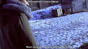 Sexy snowboard babe gets real facial in group scene 😏