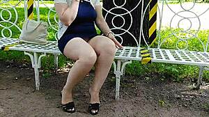 sexy legs in high-heeled park sex