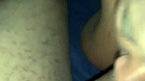 blonde slut gives sloppy blowjob to monster cock, licking and gobbling dick with couple