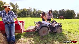 see 2 babes fucked outside the farm by ranch boy?