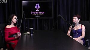 Steamy Latina Teen Annie Clementine Dominates Public Handjob in BDSM Orgasm Clip on Sheer Red.