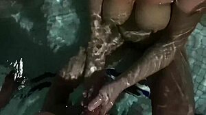 Amateurs moan in jacuzzi sex, then climax in car