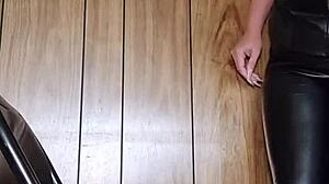 MyMistressK in leather and boots for a domination session