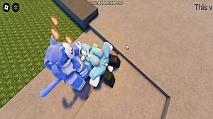 In Whoreblox game, I had a gangbang moment eleven with lots of cumshots