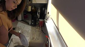 Stunning Blonde Babe Oils Her Natural Tits