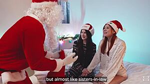 Santa Fulfilled The Wish Of Two Horny Girls With His Huge Cock
