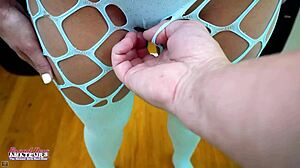 slim brunette mercedez teases her pussy with a dildo then swallows cum