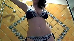 jelena jensen, look at her soaping that big ass in jacuzzi shower, ready for assfucking and pussy play