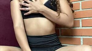 petite girl feels tight pussy pleasure with dildo